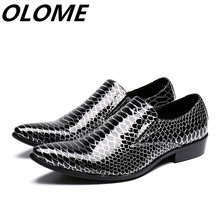 Mens italian leather shoes black gold pointy toe oxford slip on prom party classic crocodile gents shoes  british zapatos hombre 2024 - buy cheap