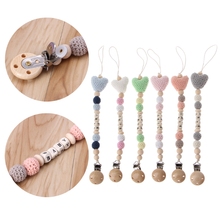 Wooden Bead Dummy Clip Holder Pacifier Clips Soother Chains Baby Teething Toy JUL17-A 2024 - buy cheap