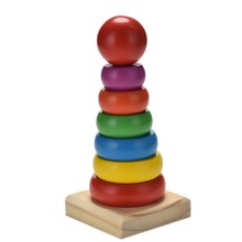 1 Pcs Wooden Stackle Toy Rainbow Tower Kids Baby Toy Boy Girl Stacking Ring Tower Educational Toys Stack Up Blocks Kids Present 2024 - buy cheap