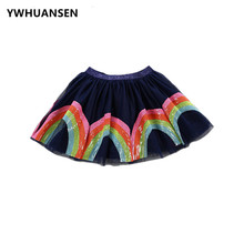 YWHUANSEN 2018 New Rainbow Cotton Skirt Sequin Embroidery Baby Girl Skirt Cute Rabbit Princess Kid Clothes Tutu Skirt Tulle Pink 2024 - buy cheap