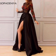 New Arrival Black Long sleeve evening dress Sexy Arabic Evening gown Dubai Kaftan Formal dress abendkleider 2021 abiye elbise 2024 - buy cheap