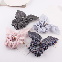 Rabbit Ear Striped Elastic Hair Band Ties Hair Rope Rings Loop Hair Scrunchies Ponytail Hair Holder Headdress Scarf Accessories 2024 - buy cheap