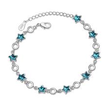 Pulseras redondas de estrella de cristal azul para mujer, accesorios de joyería creativos de tendencia, regalos de fiesta, bisutería SAB29 2024 - compra barato