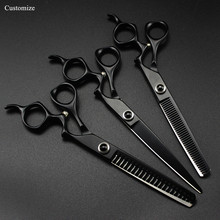 Customize japan 440c 7 '' black Pet dog grooming hair scissors dog cutting barber grooming thinning shears hairdressing scissors 2024 - buy cheap