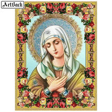 5d diamond painting virgin mary flower picture full square drill diamond mosaic religious diamond embroidery crafts sticker 2024 - buy cheap