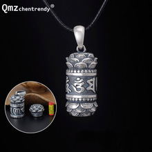 Pingente de amuleto prata esterlina s990, colar masculino de oração, surangama mantra em sânscrito, caixa para armazenamento 2024 - compre barato