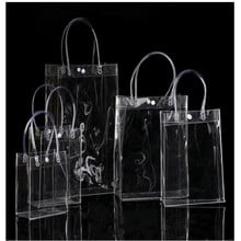 Sacos de embalagem transparentes e macios de pvc com alça manual, bolsa de plástico transparente, sacola de cosméticos, 20x16x8cm de 150 unidades 2024 - compre barato