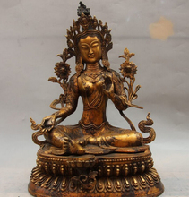 USPS в США S1042 17 Тибет Буддизм Бронза Медь Зеленая Тара Кван-инь Гуаньинь Бодхисаттвы Статуя 2024 - купить недорого