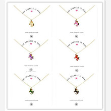 Hot Selling Wish Card Unicorn Pendant necklace Clavicle Chains Fashion Statement Necklace For Women Birthday Gifts 10pcs/lot 2024 - купить недорого