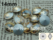 100pcs/Lot, 14mm Gold Shadow Crystal Rivoli Stones, Free Shipping! Chinese Top Quality Crystal Rivoli 2024 - buy cheap