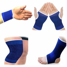 1Pair Elasticated Knee Blue Knee Pads Knee Support Brace Leg Arthritis Injury GYM Sleeve Elasticated Bandage Ankle Brace Support 2024 - buy cheap