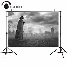Allenjoy backdrop for photographic studio clouded haze horrified cemetery gravestone dead tree backdrop Halloween photocall 2024 - buy cheap