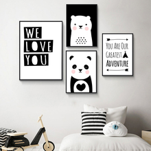 Póster de lona para pared de bebé, pintura de Animal minimalista de dibujos animados, oso, de Panda, decoración nórdica para dormitorio de niños 2024 - compra barato