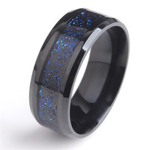 Черный 8 мм кольцо из нержавеющей стали 316l обручальные синие кольца из углеродного волокна для мужчин 2024 - купить недорого