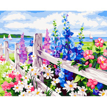 Cuadros de decoración de pared, imagen modular artística para sala de estar, pintura al óleo sobre lienzo, Mar de flores DY014 2024 - compra barato