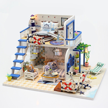 Cutebee DIY миниатюрный дом с мебелью, светодиодная музыкальная Пылезащитная крышка, модель, строительные блоки, игрушки для детей, Casa De Boneca M032 2024 - купить недорого