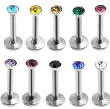 NEW 10pcs Rhinestone Crystal 316L Stainless Steel Ball Tongue Labret Lip Bar Chic body jewelry Piercing Wholesale Drop Ship 2024 - buy cheap