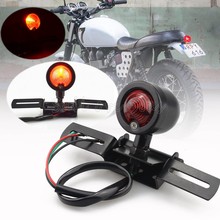 Lâmpada de freio + placa para motocicleta, lâmpada de freio personalizada para harley bobber cafe racer, para suzuki kawasaki 2024 - compre barato