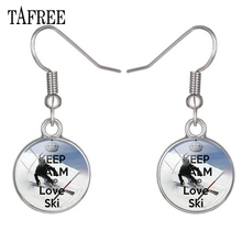 TAFREE Glass Dome Silver Plated Drop Earrings Outdoor sports love sking  Earrings Charm Gifts for women Jewelry SG63 2024 - buy cheap