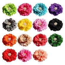 200 unids/lote de flores de tela con forma Artificial para recién nacido, accesorios para el cabello de 11CM y 20 colores, a la moda, con botones de perlas 2024 - compra barato