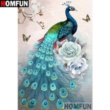 HOMFUN Diamond Painting Cross Stitch Diamond Peacock flower Diamond Embroidery Rhinestone Picture 5D DIY Home Decor A16752 2024 - buy cheap