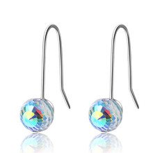 Multicolored Gradient Aurora Crystal Earrings Female Temperament 925 Sterling Silver Jewelry Round Ball Ear Hook SE762 2024 - buy cheap