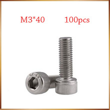 Tornillos de cabeza hexagonal de acero inoxidable 100, rosca métrica DIN912, M3x40 mm, M3 x 40mm, 304 unids/lote, Envío Gratis 2024 - compra barato