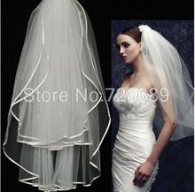 Classic Design Formal White And Ivory Ribbon Edge Two-Layer Tulle Wedding Bridal Veil Wedding Accessories 2024 - buy cheap