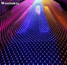 Wonluxuiy-cordão de luz led, 3m x 2m, 204 leds, branco quente, azul, multi-cor, 110v/220v, tomada eua/ue, à prova d'água, rede de capinação 2024 - compre barato