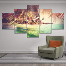 Sea seaside Beach coconut tree Landscape Painting 5 Pieces HD Prints ocean Picture Wall Art Canvas Living room Home Decor poster 2024 - buy cheap