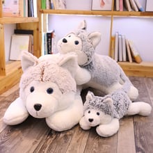 Simulação bonito husky cão recheado boneca de pelúcia cão animal brinquedo para crianças macio pelúcia dormir travesseiro sofá almofada presente da menina 2024 - compre barato