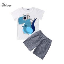 Pudcoco/комплект из 2 предметов для новорожденных мальчиков, летняя хлопковая футболка с короткими рукавами + полосатые шорты, комплект одежды, От 1 до 7 лет, Helen115 2024 - купить недорого