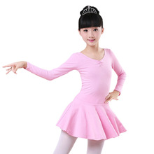 Traje de dança infantil de algodão puro, vestido feminino com laço para balé de outono e inverno, 2018 2024 - compre barato