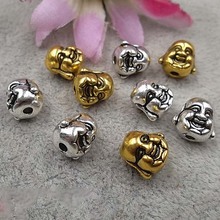 30pcs/lot Antique Gold Zinc Alloy Loose Spacer Beads 10x10mm Buddha Head Design Metal Charm Findings For DIY Jewelry Making 2024 - buy cheap