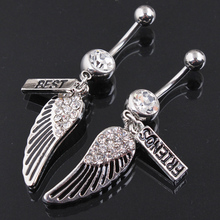 New Arrival Angel wings good friend Belly Button Ring High CZ Stainless Steel Navel Ring Body Piercing Jewelry For Sexy Women 2024 - buy cheap