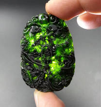 Chinese Natural Black Green Carved Lucky Dragon Phoenix Pendants + Rope Necklace Fine Pendant wholesales 2024 - buy cheap