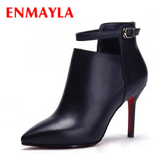 ENMAYLA New Fall Design Women Sexy Ankle Boots Pointed Toe Thin High Heels Buckle Pumps Women  Boots Lady Shoes 2024 - buy cheap