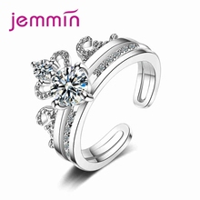 Sparkling Cubic Zirconia Jewelry Rings For Women 925 Sterling Silver Crown Opening Rings For Women Fashion Jewelry 2024 - buy cheap