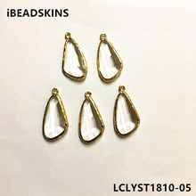 New arrival! 29x15mm 40pcs/lot gold color Copper Material with white Glass drop-shape connection for Jewelry handmade DIY 2024 - buy cheap