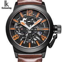 IK Colouring Brand Automatic Men Military Watch Skeleton Steampunk Army Watch Leather Band Mechanical Analog Relogio Masculino 2024 - buy cheap