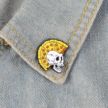 2019 Fun Pizza Hairstyle Skull Enamel Pins Skeleton Badges Custom Brooches Pastel Shirt bag Punk Liberty spikes Jewelry trinket 2024 - buy cheap
