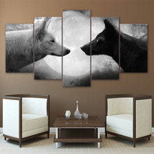 HD Printed 5 Pieces Animals Canvas Painting Painting Art Black And White Wolves Wall Art Pictures For Living Room Decoration 2024 - buy cheap