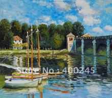 100% handmade +High quality Monet oil painting Reproduction Landscape art The Road Bridge 2024 - buy cheap