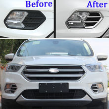 For Ford Escape Kuga 2017-2018 2pcs Chrome ABS Car Front Head Fog Light Lamp Cover Trim Silver Styling Protector Accessories 2024 - buy cheap