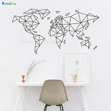 Geometric World Map Wall Sticker Nordic Style Art Vinyl Decals Simple and Beautiful Decor Living Room Removable Murals YT740 2024 - buy cheap