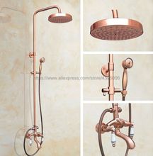 Antique Red CopperWall Mounted Rain Shower Faucet Set Tub Mixer Tap W/ Hand Sprayer Brg532 2024 - buy cheap