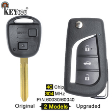 KEYECU-Chip 4C de 304MHz p/n: 60030/ 60040 Original/actualizado, plegable, 2 botones, mando a distancia de coche para Toyota Avensis Verso RAV4 2024 - compra barato