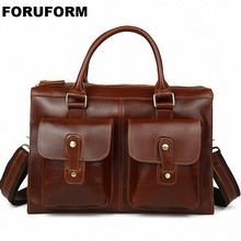 Vintage Brown Black Crazy Horse Genuine Leather Men's Briefcase Men Messenger Bags Cowhide Portfolio 14 Inch Laptop Bag LI-1523 2024 - buy cheap