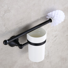 Escova de vaso sanitário de bronze escovado, conjunto de escova de banheiro em cerâmica com copo preto acessórios de banheiro yj4 2024 - compre barato