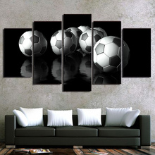 Cartel deportivo impreso en HD con marco para sala de estar, 5 piezas, balones de fútbol, imágenes, arte de pared, decoración del hogar 2024 - compra barato